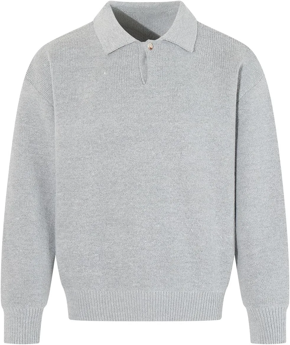 

Мужской вязаный поло свитер с длинным рукавом и воротником Bakyarder