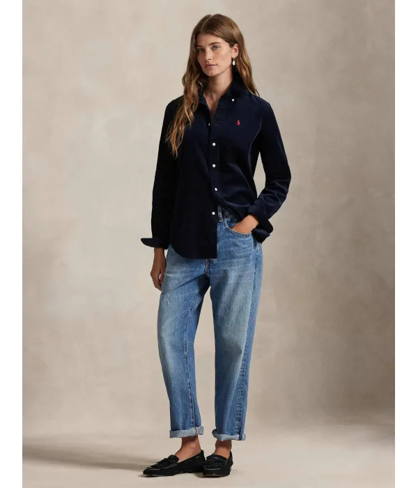 Вельветовая рубашка Slim fit Polo Ralph Lauren, синий — фото 2