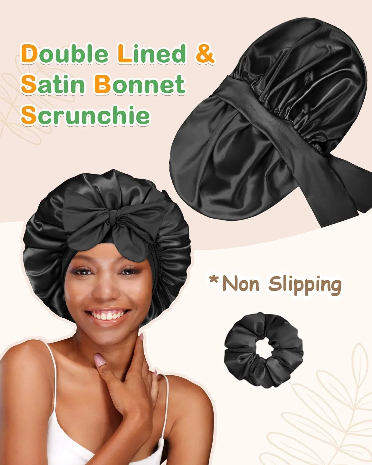 Шелковый чепчик BONNET QUEEN для сна с гиалуроновой кислотой, черный Bonnet Queen, Black — фото 3
