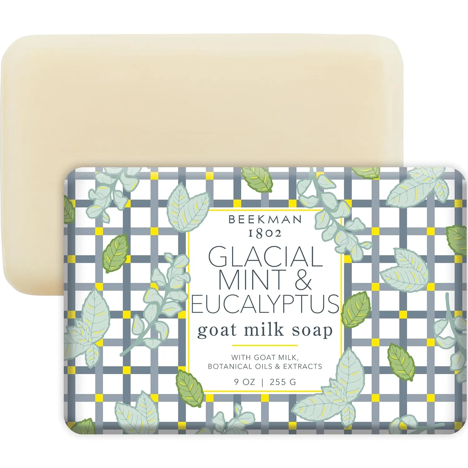 Мыло Beekman 1802 Goat Milk с маслом ши и ботаническими маслами, увлажняющее для рук и тела, для чувствительной кожи, аромат Glacial Mint & Eucalyptus, 255 г 255.15 г (1 шт.)