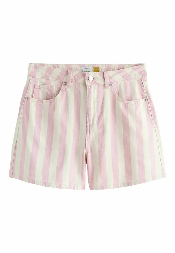 Джинсовые шорты Next, pink striped, розовый в полоску