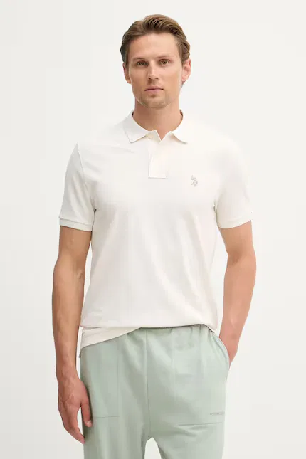 Поло мужское хлопковое DHM PIQUE U.S. Polo Assn., бежевый