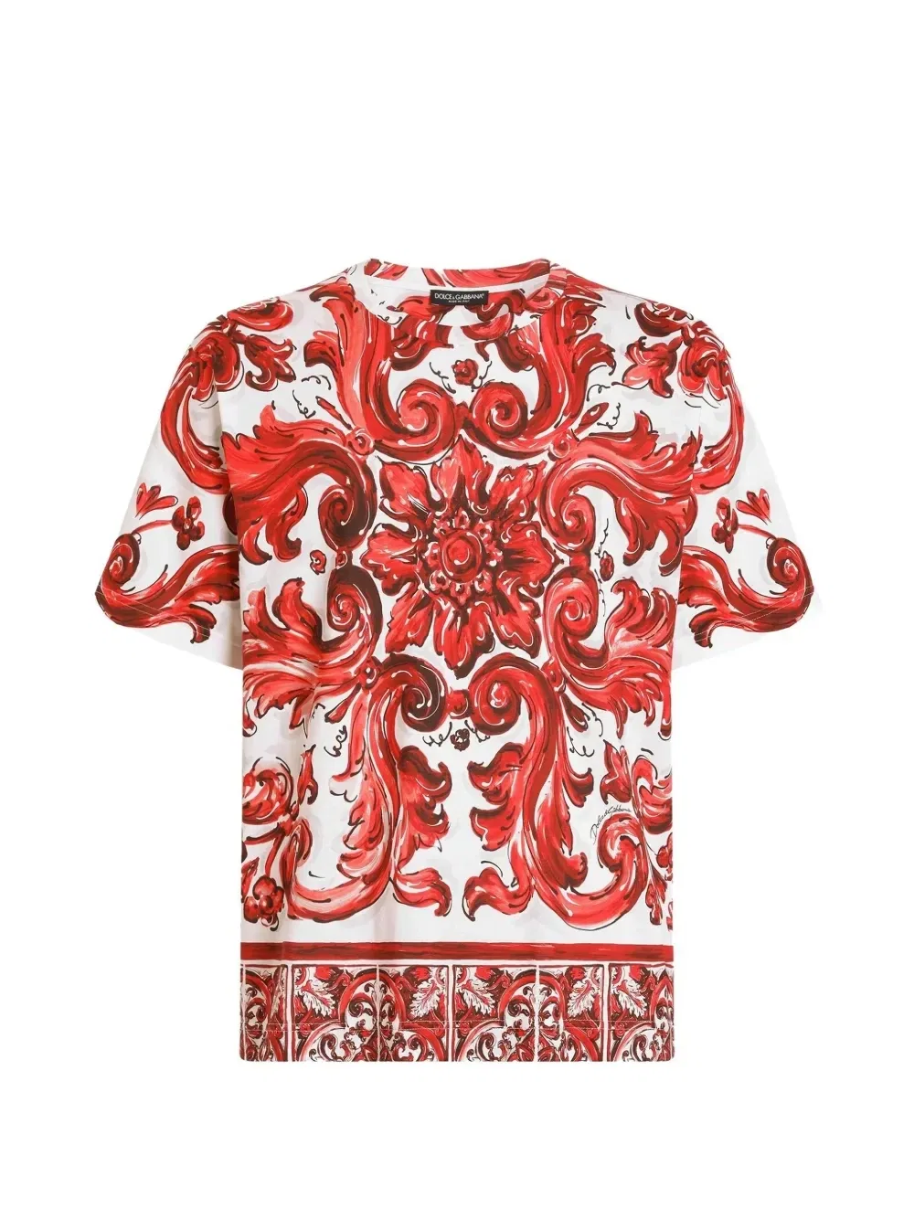 Футболка из хлопка с принтом "Майолика" Dolce & Gabbana, красный