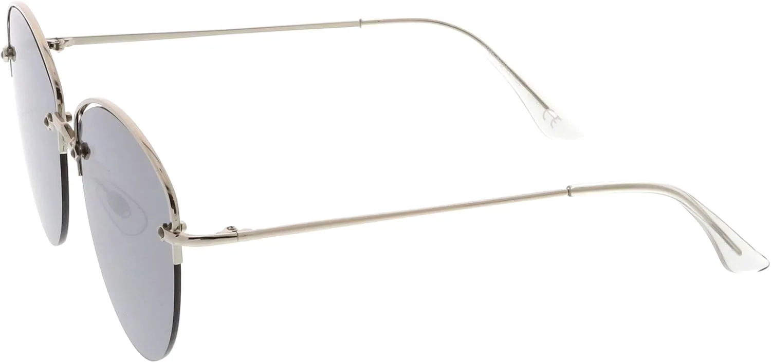 

zeroUV - Современные солнцезащитные очки с металлической переносицей, зеркальными плоскими линзами и полуободковой оправой, диаметр линз 60 мм, Silver / Silver Mirror