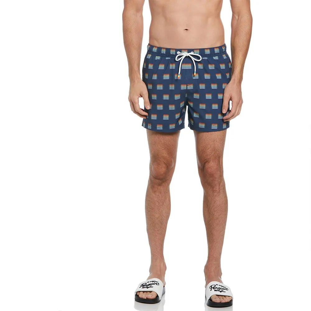 

Плавки Original Penguin Box Recycled Polyester Stretch Rainbow Stripe, синий