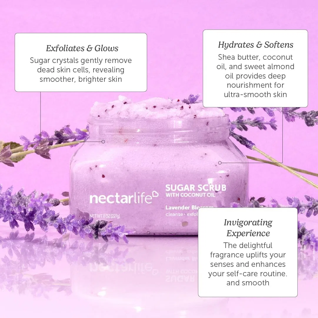 Сахарный скраб для тела с лавандой Nectar Bath Treats, 8 унций — фото 2