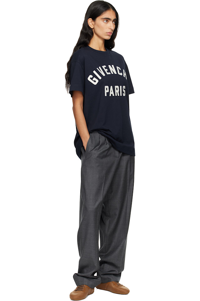 Givenchy Футболка свободного кроя темно-синего цвета "Givenchy Paris" — фото 4
