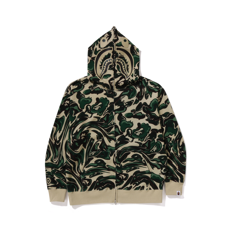 

Bape Marbling Camo Shark худи свободного кроя на молнии A BATHING APE, зеленый
