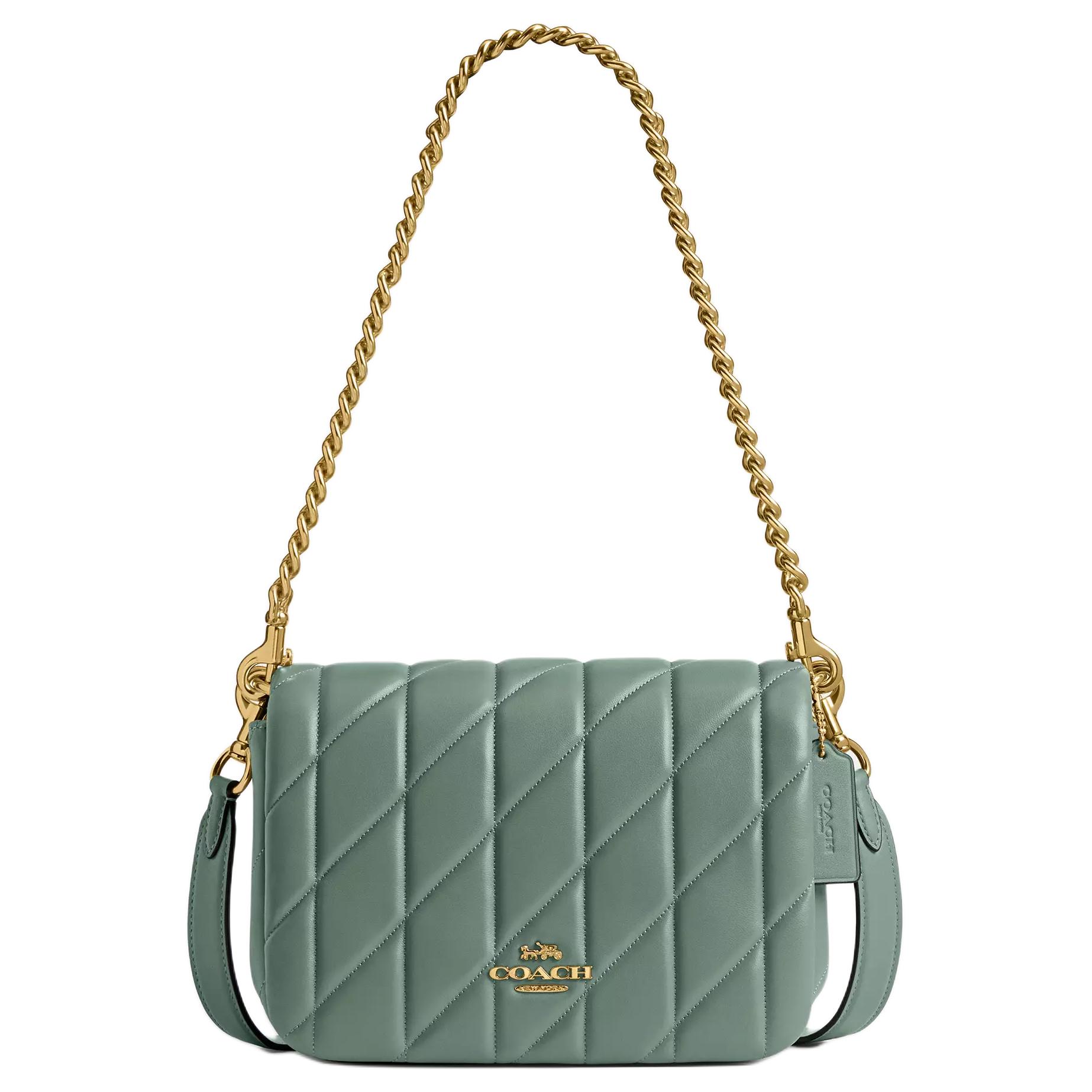 

COACH Кожаная портативная сумка через плечо малого размера женская зеленая