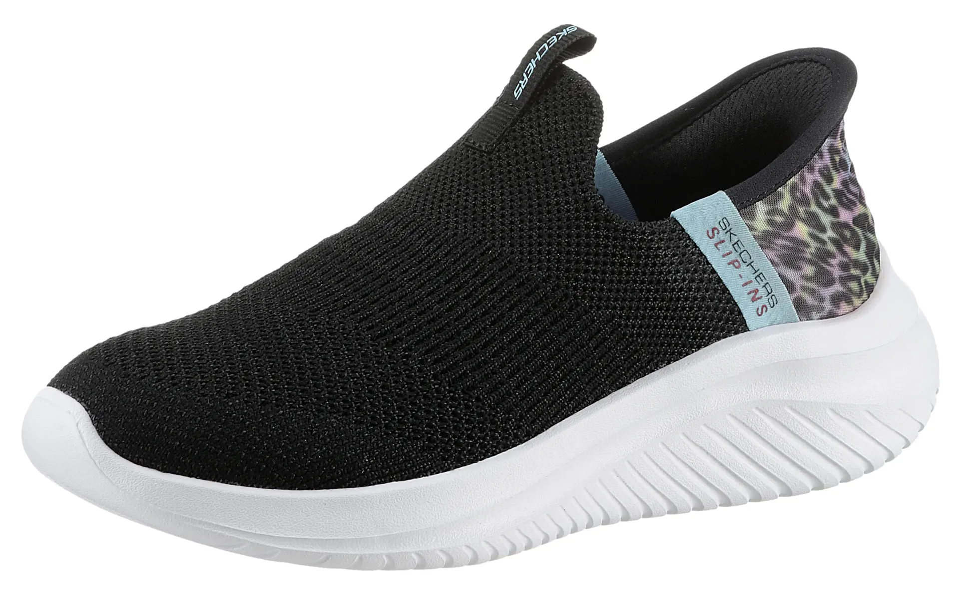 

Детские слипоны Skechers "ULTRA FLEX 3.0 - COLORY WILD", с леопардовым принтом на пятке Skechers Kids, черный
