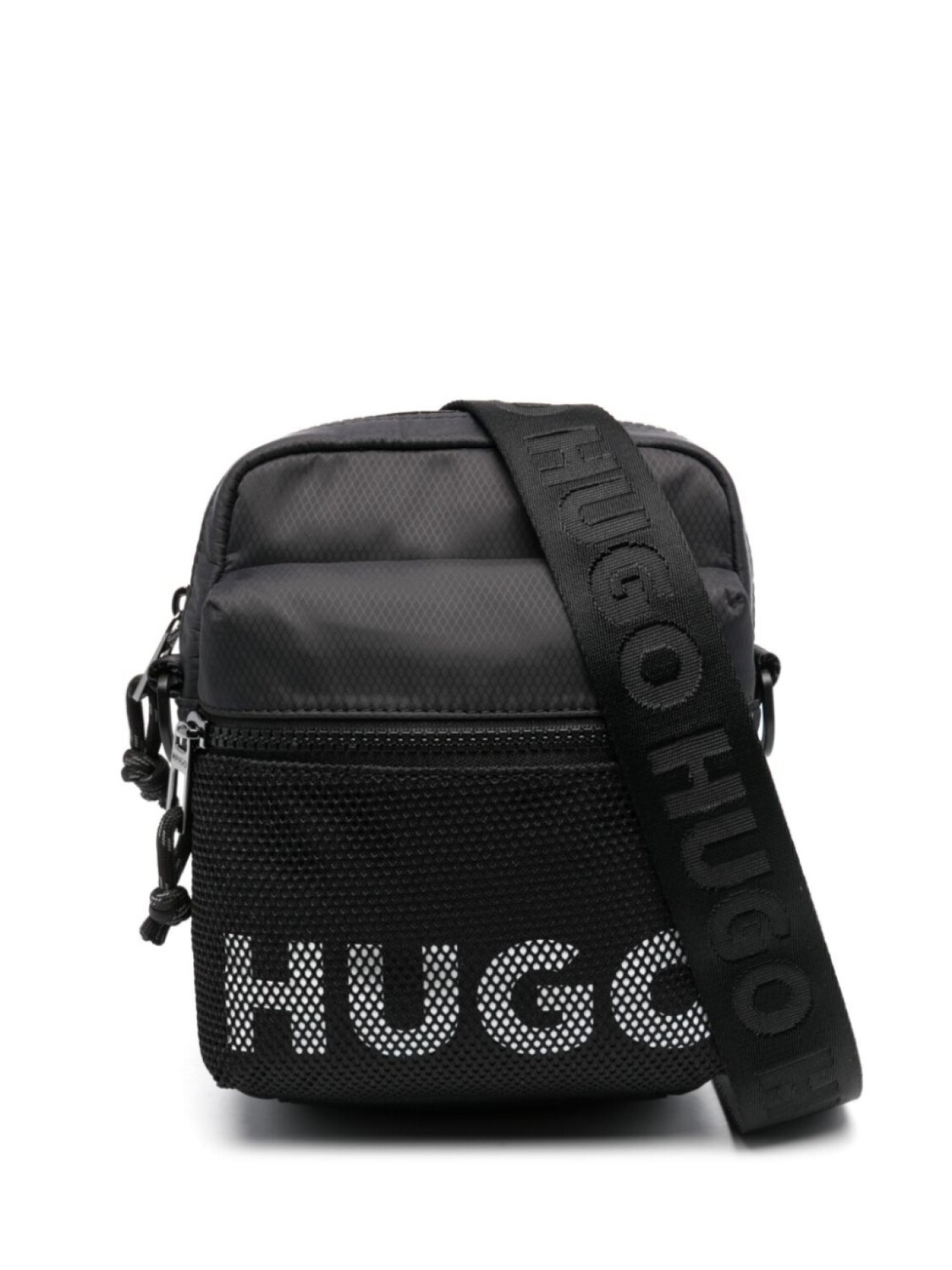 

HUGO сумка-мессенджер с контрастным логотипом и сетчатым покрытием, черный