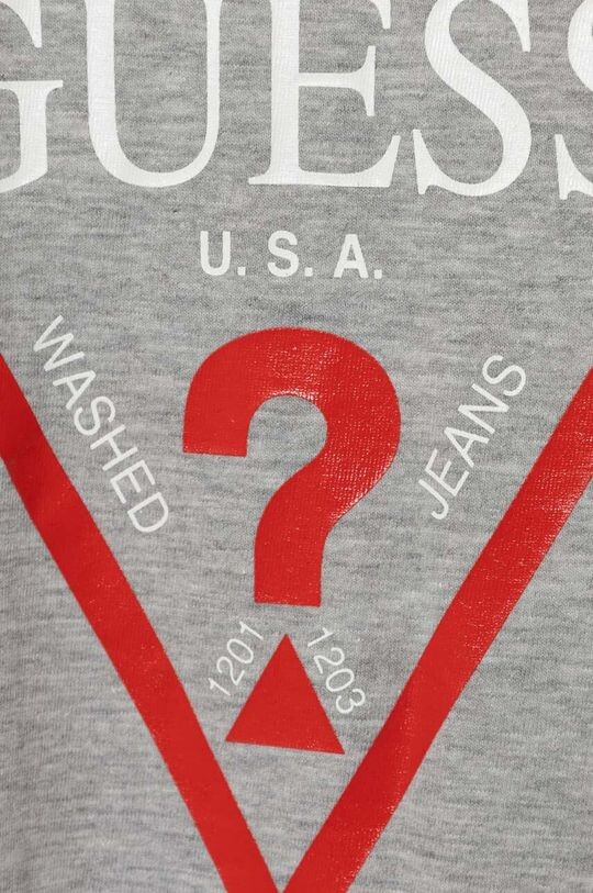 Детская хлопковая футболка Guess, серый — фото 3
