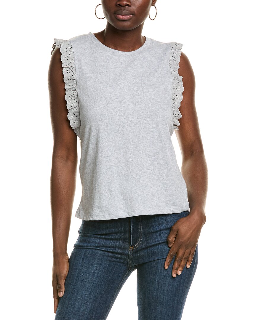 

Винс Камуто Майка с кружевными вставками и рюшами Vince Camuto, серый