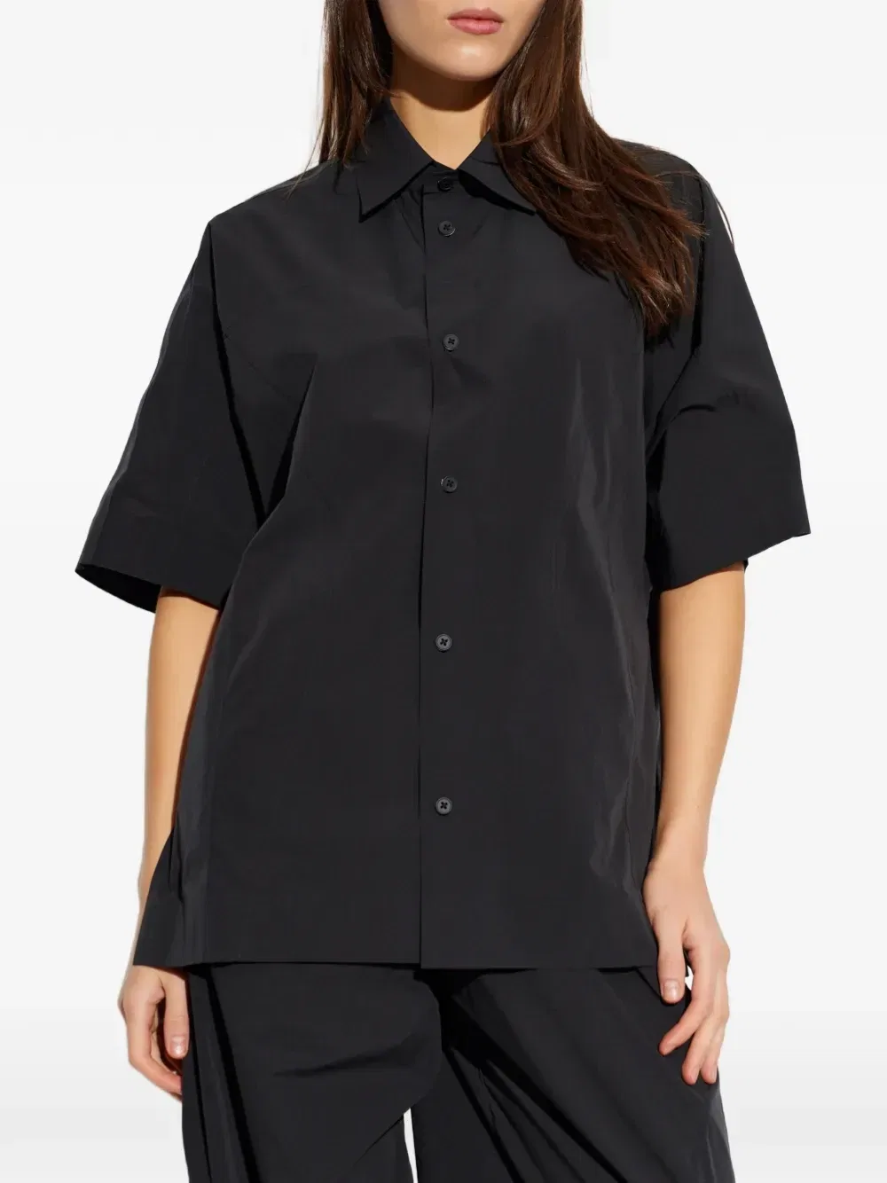 Рубашка с перфорированным логотипом и коротким рукавом Alexander Wang, черный — фото 3