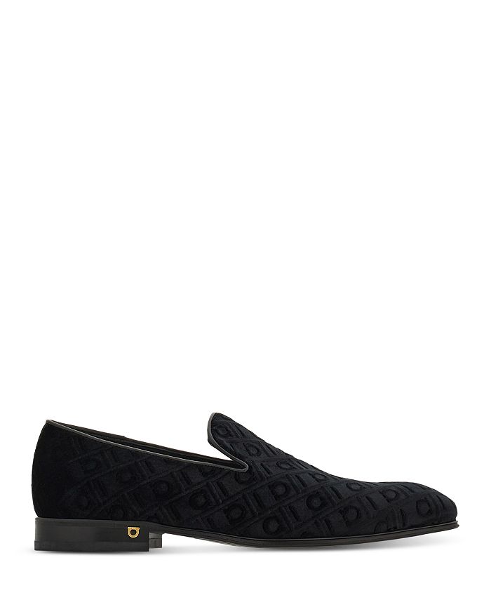 

Мужские бархатные лоферы с логотипом Ferragamo, черный