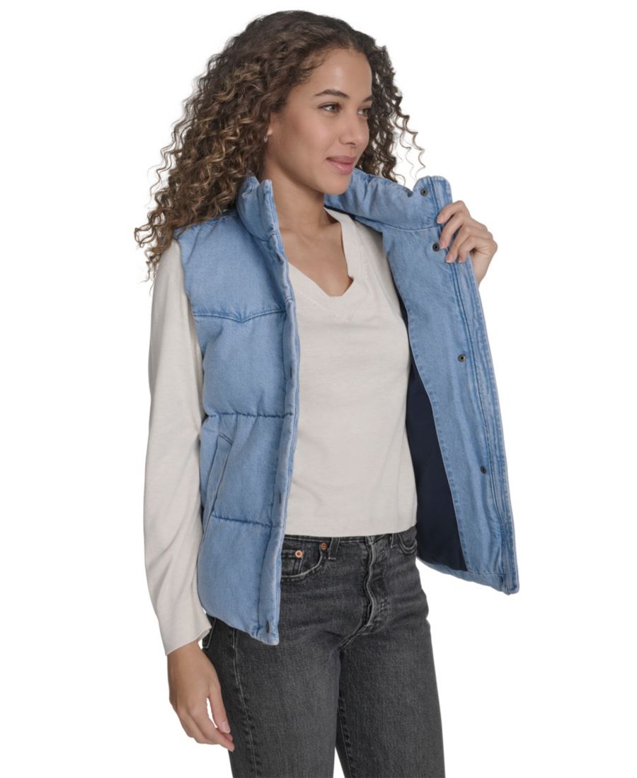Женская куртка-пуховик в стиле вестерн с воротником-стойкой Levi's, Light Wash Denim — фото 3
