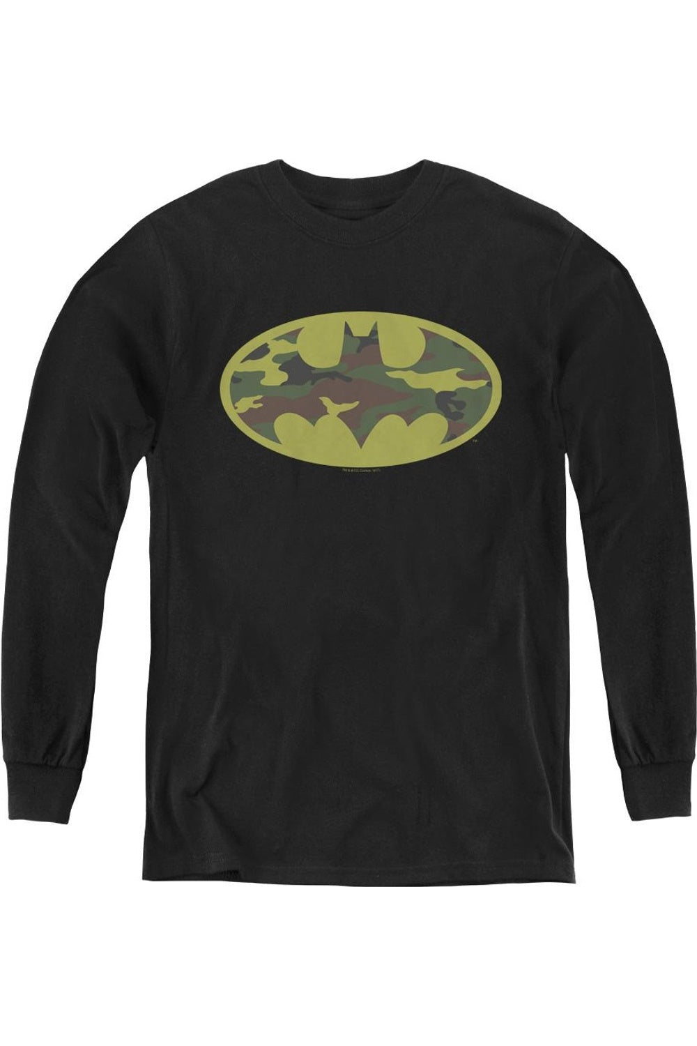 

Футболка с длинным рукавом для детей с камуфляжным логотипом Batman Gildan, черный