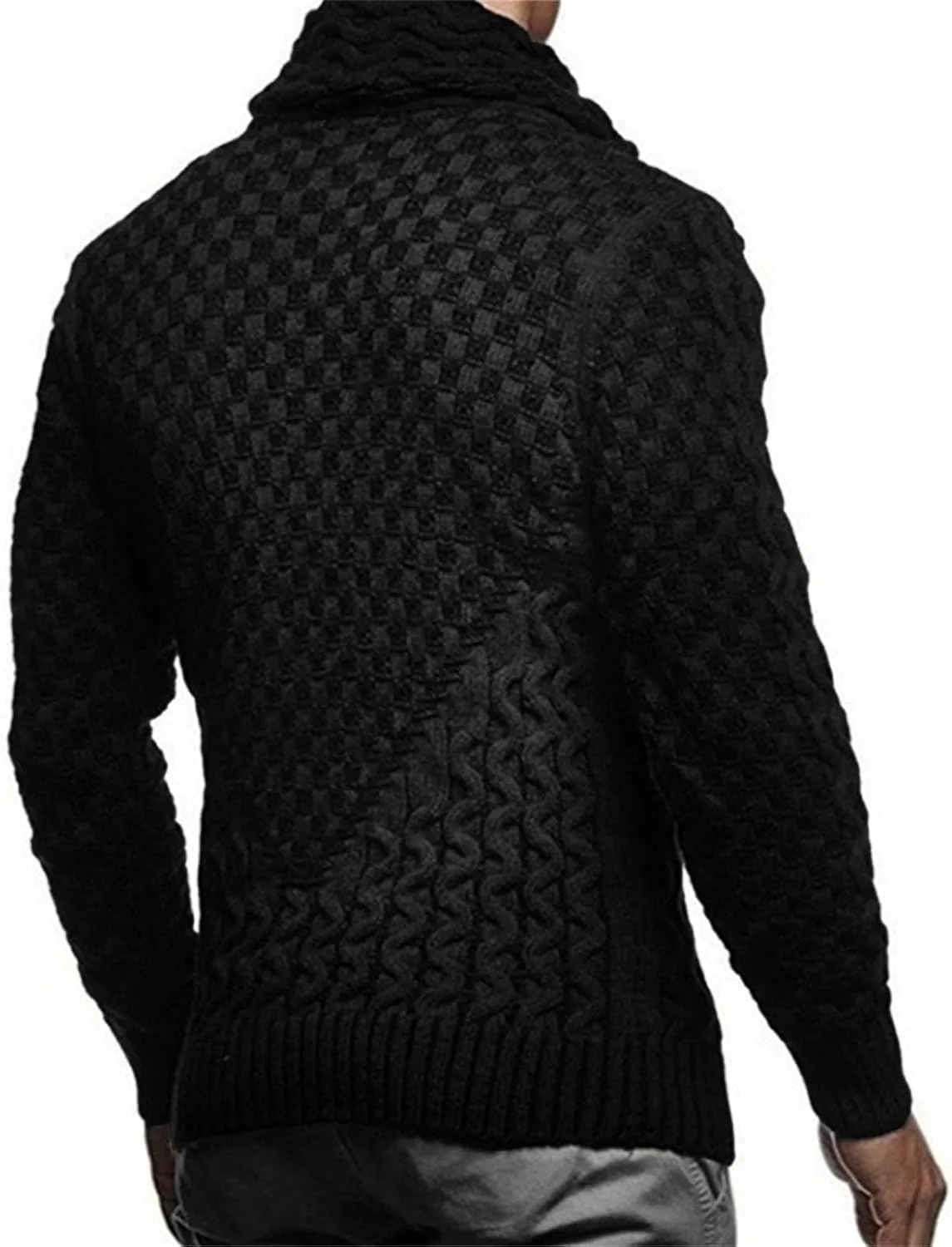 Мужской свитер Slim Fit с воротником шаль и длинными рукавами — фото 3