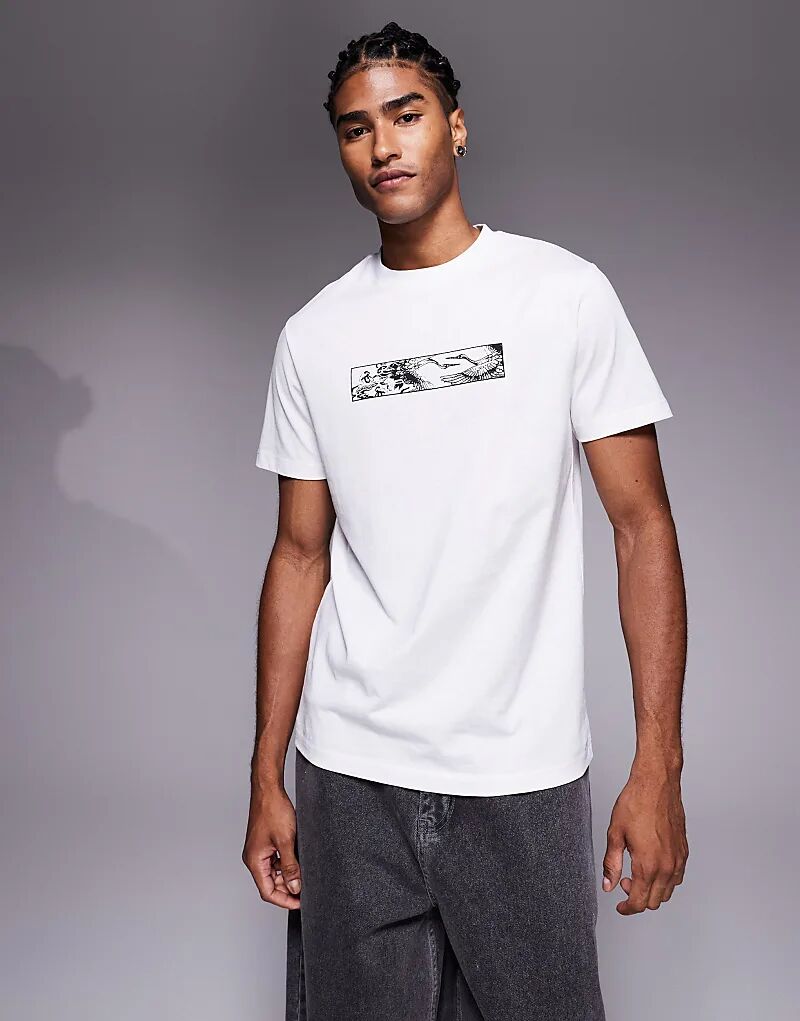 

Футболка ASOS DESIGN с изображением журавля белого цвета