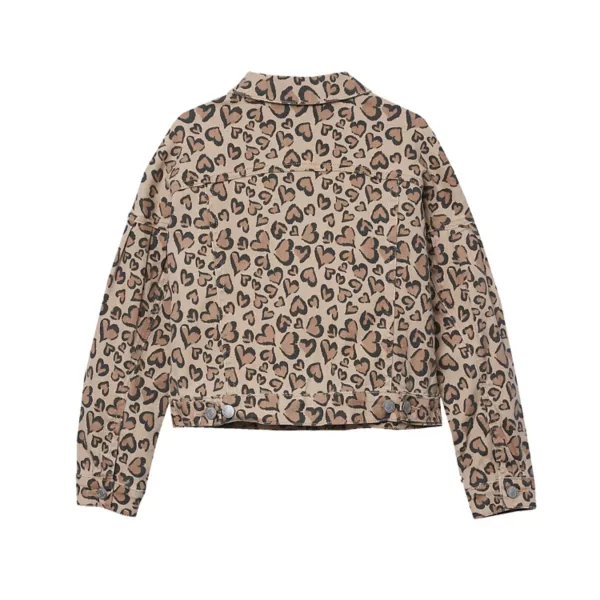Джинсовая куртка для девочек 4-16 лет Lands' End, цвет tan cheetah hearts — фото 2