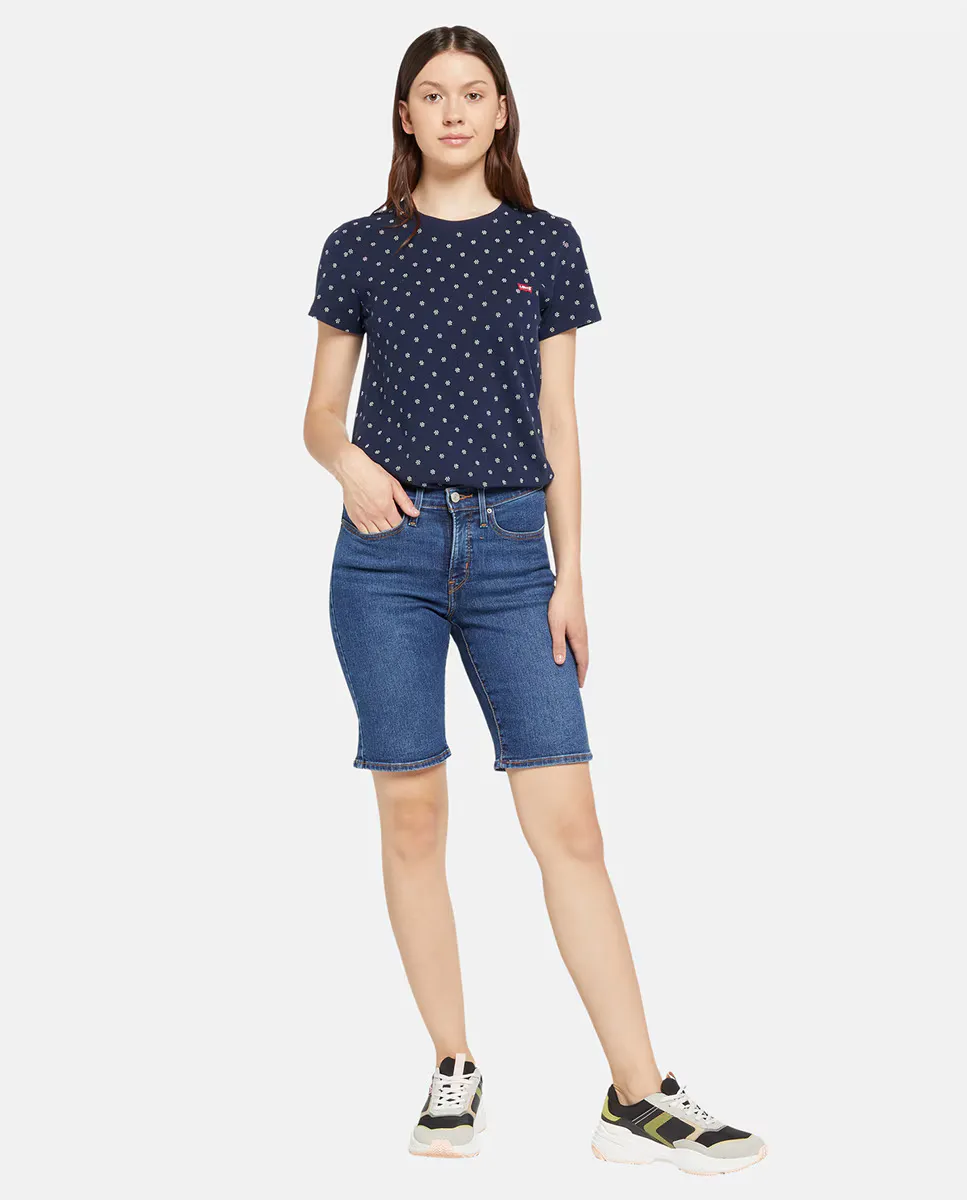 

Женские джинсовые шорты Shaping Bermuda прямые, средней посадки Levi's, тёмно-синий