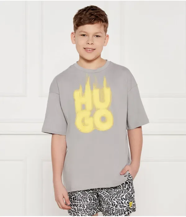 Футболка regular fit Hugo Kids, серый
