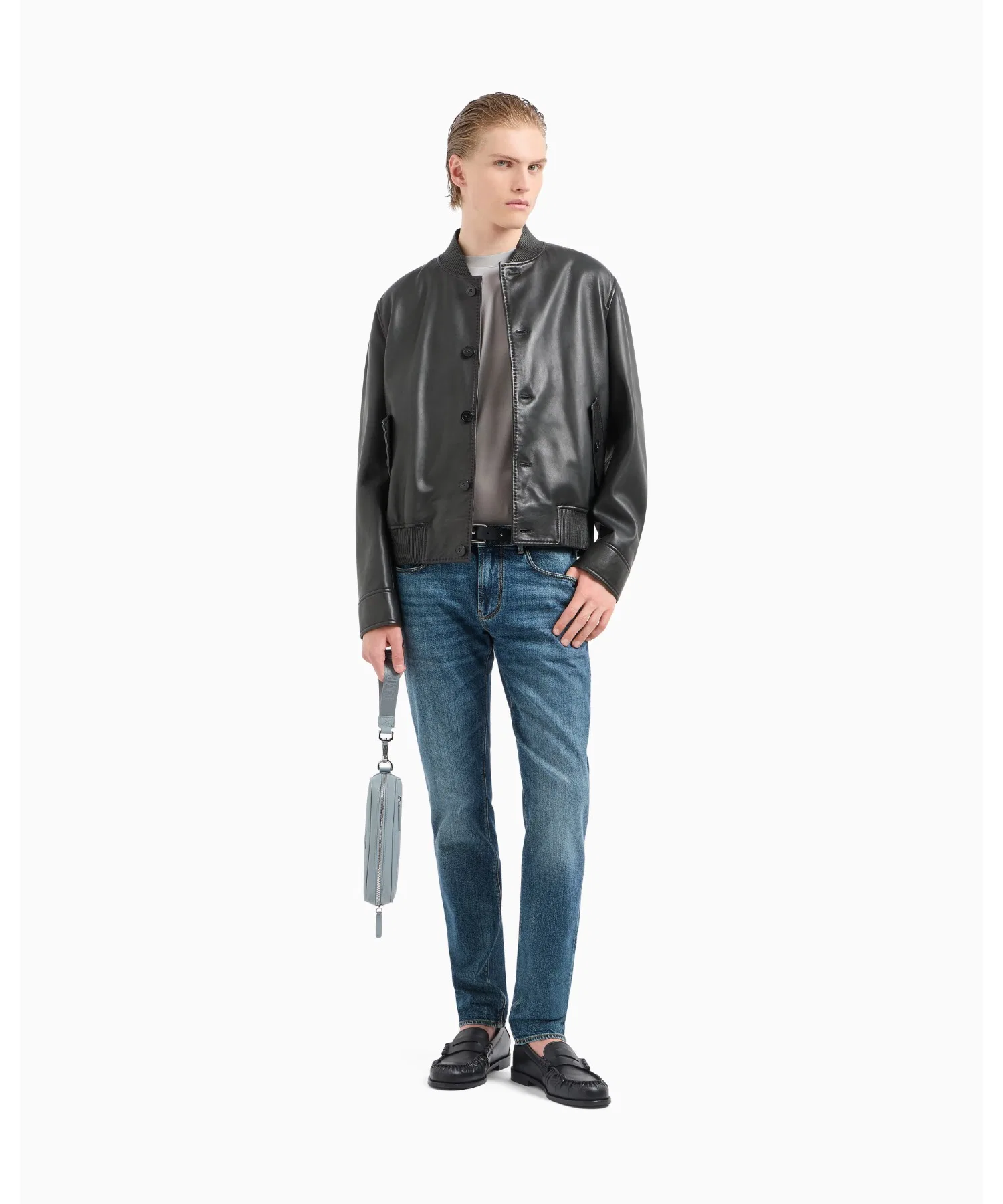 Джинсы Emporio Armani Slim Fit, модель J06, из выстиранного денима. — фото 4