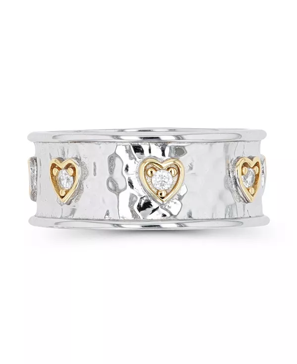 

Кольцо с двухцветными коваными сердцами из кубического циркония Macy'S, silver