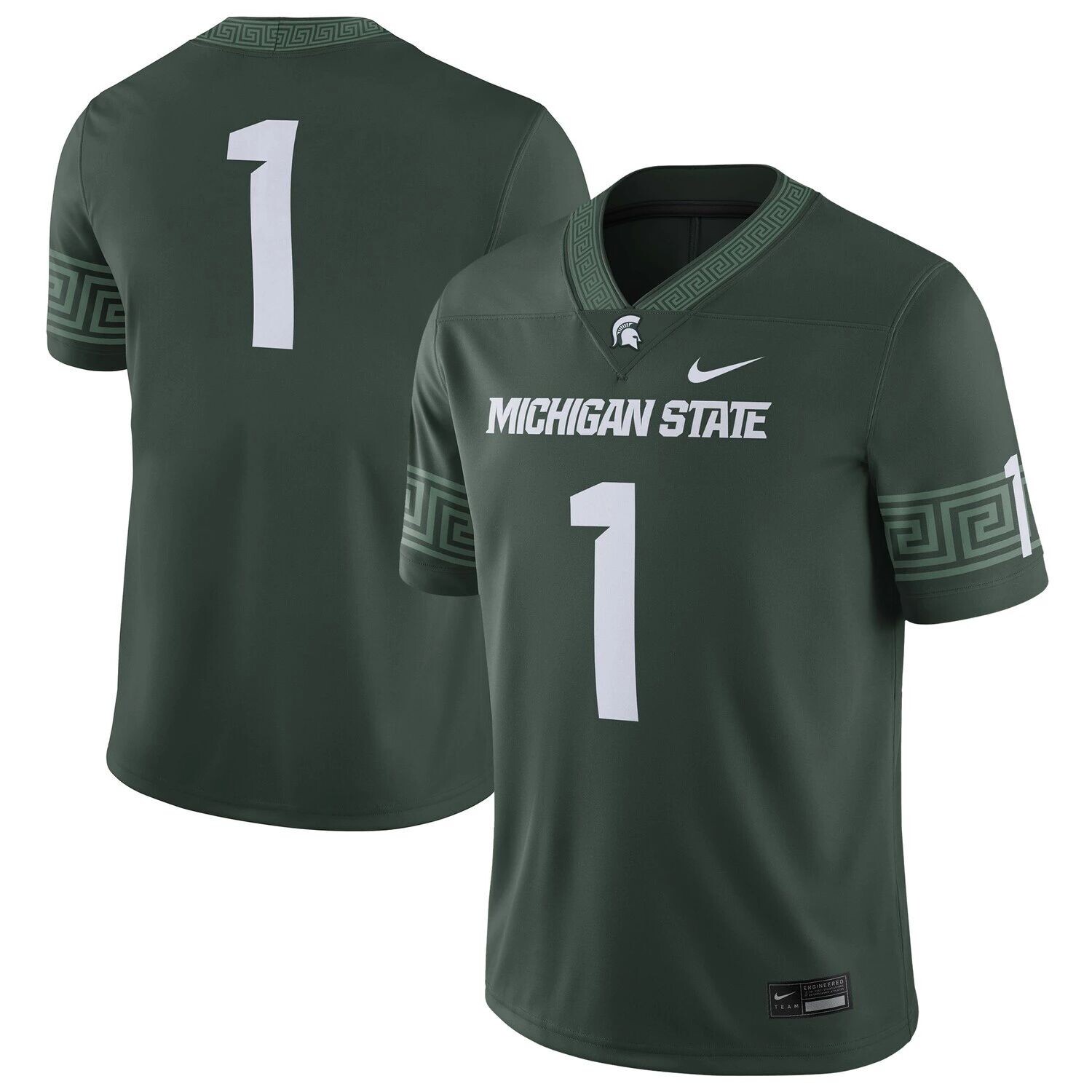Мужское зеленое джерси №1 для футбольного матча Michigan State Spartans Nike — фото 4