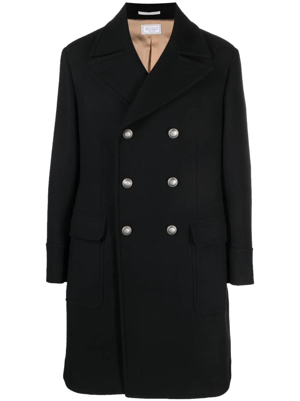 

Двубортное шерстяное пальто Brunello Cucinelli, черный