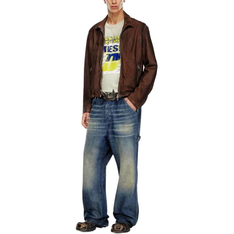 D Livery Distressed Straight Jeans DIESEL, Синий — фото 3