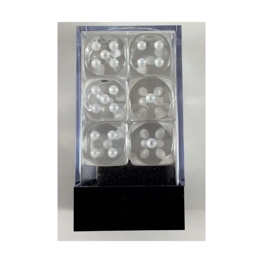 

d6 16 мм Прозрачный с белым (12), Dice - Translucent - d6 (Chessex)