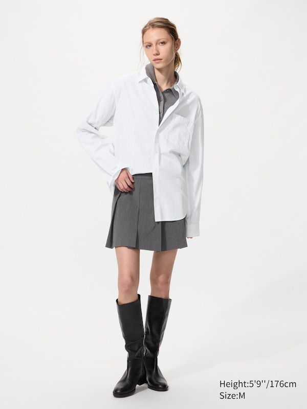 Рубашка regular fit из поплина (в полоску) Uniqlo, 01 off white — фото 3