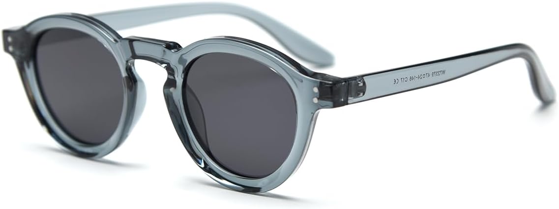

Поляризованные солнцезащитные очки унисекс в стиле ретро для женщин (TR90), круглые солнцезащитные очки для мужчин (UV400), декоративная круглая оправа weiyuchen, Blue With Grey
