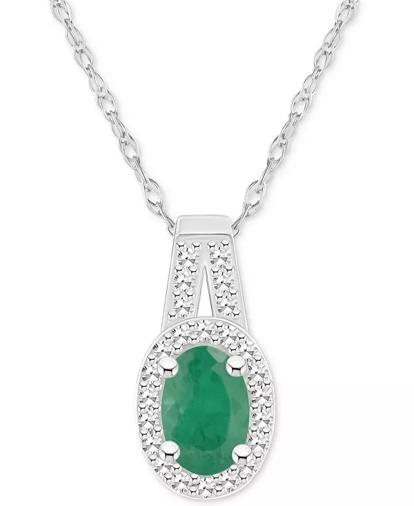 

Ожерелье с подвеской в виде овального гало изумруда (1/2 карата) и бриллианта (1/8 карата) длиной 18 дюймов из стерлингового серебра (также с рубинами и сапфирами) Macy'S, emerald