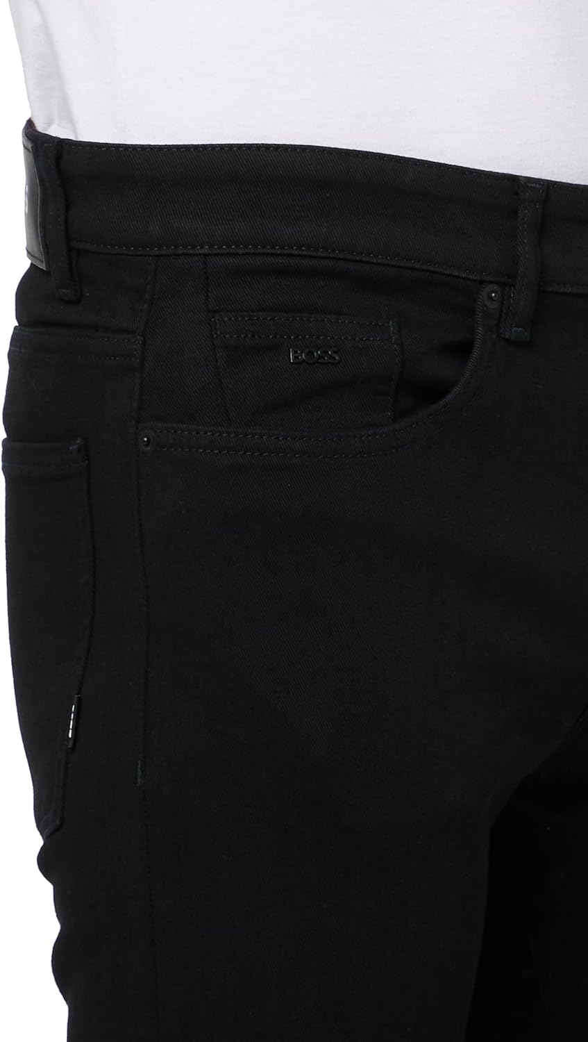 BOSS Мужские черные джинсы Slim Fit из эластичного хлопка, Black Midnight — фото 3