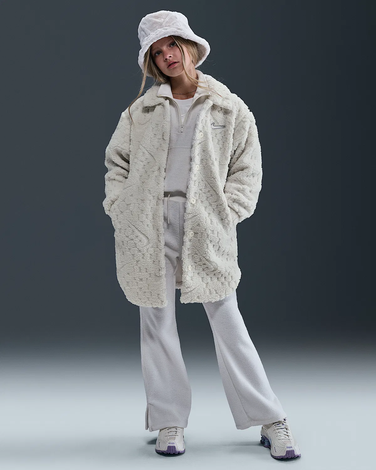 Детская куртка Nike Sportswear для девочек, Soft Pearl/White — фото 4