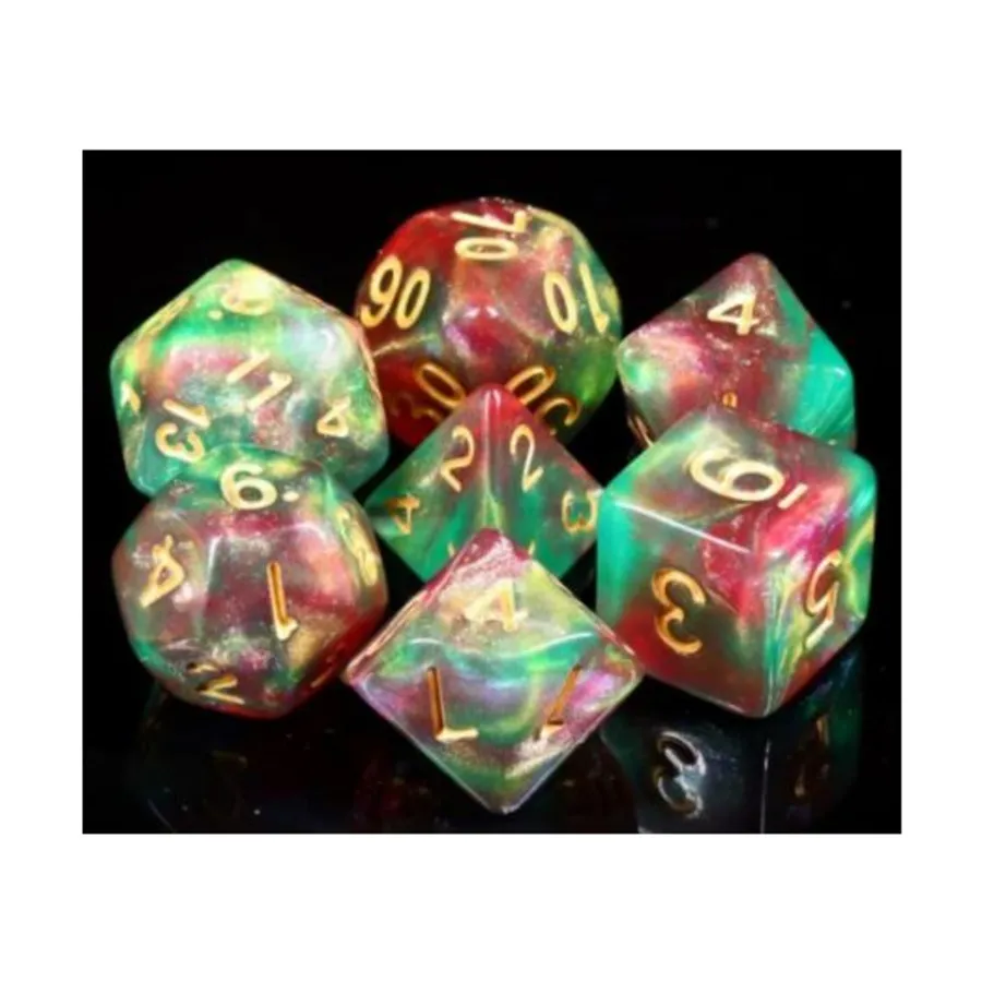 

Поликомплект - Мечта эльфа с золотом (7), Dice Sets - Resin/Acrylic - Rainbow & Multi-Colored (Foam Brain Games)