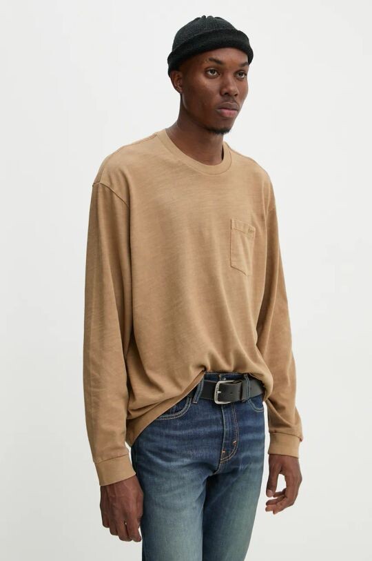 

Хлопковая рубашка с длинным рукавом Levi's, бежевый