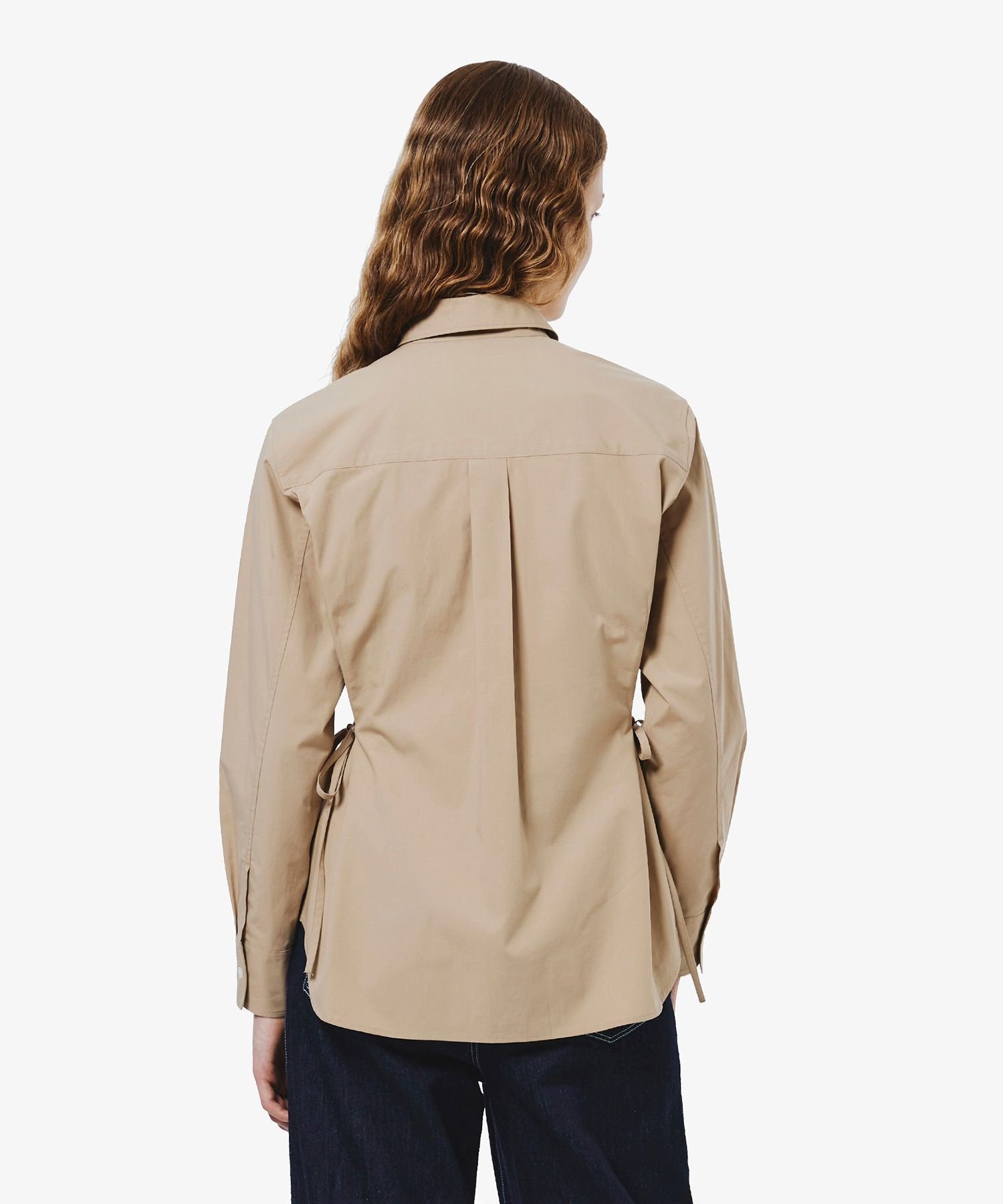 Рубашка LACOSTE Beige с длинными рукавами и лентами — фото 3