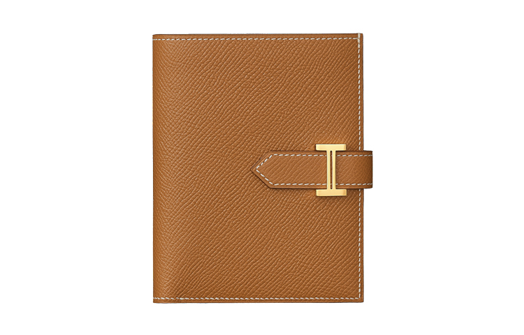 

HERMES Короткий женский кошелек Bearn из телячьей кожи, золотой