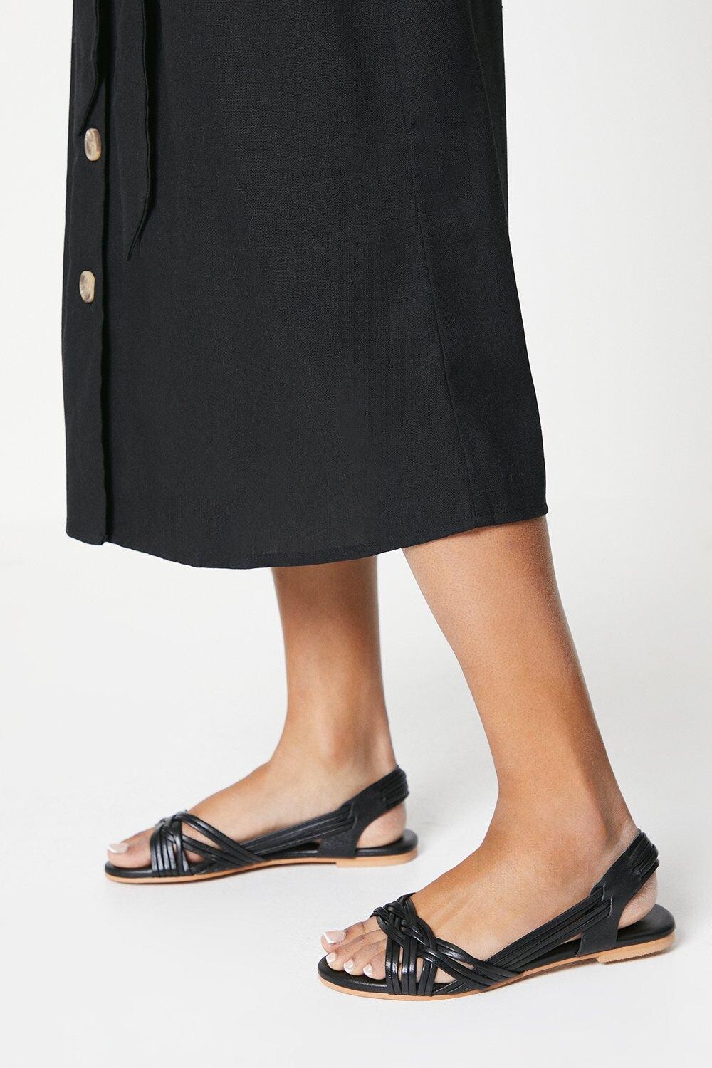 

Широкие кожаные плетеные сандалии Jocelyn на плоской подошве Dorothy Perkins, черный