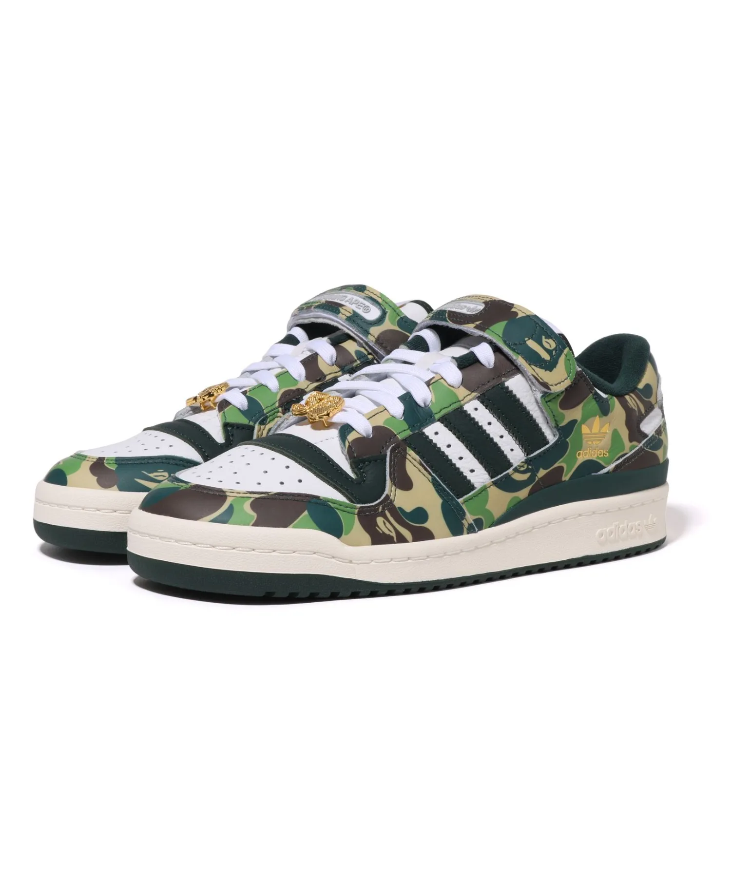 Мужские кроссовки из натуральной кожи Forum BAPE ABC CAMO белые/зеленые adidas Originals