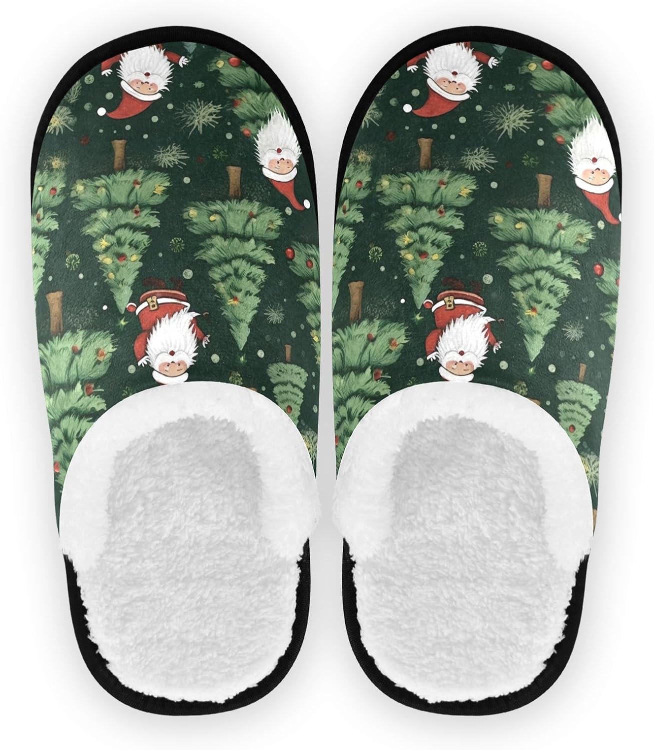 

Рождественские тапочки UMIRIKO с Санта-Клаусом для женщин и мужчин, стираемые, с нескользящей подошвой, домашние тапочки с мешком для хранения для путешествий и спа 20848381, Christmas Tree
