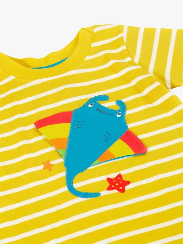 Детская интерактивная футболка Easy On, цвет лимонный бретонский/рэйнский Frugi — фото 4