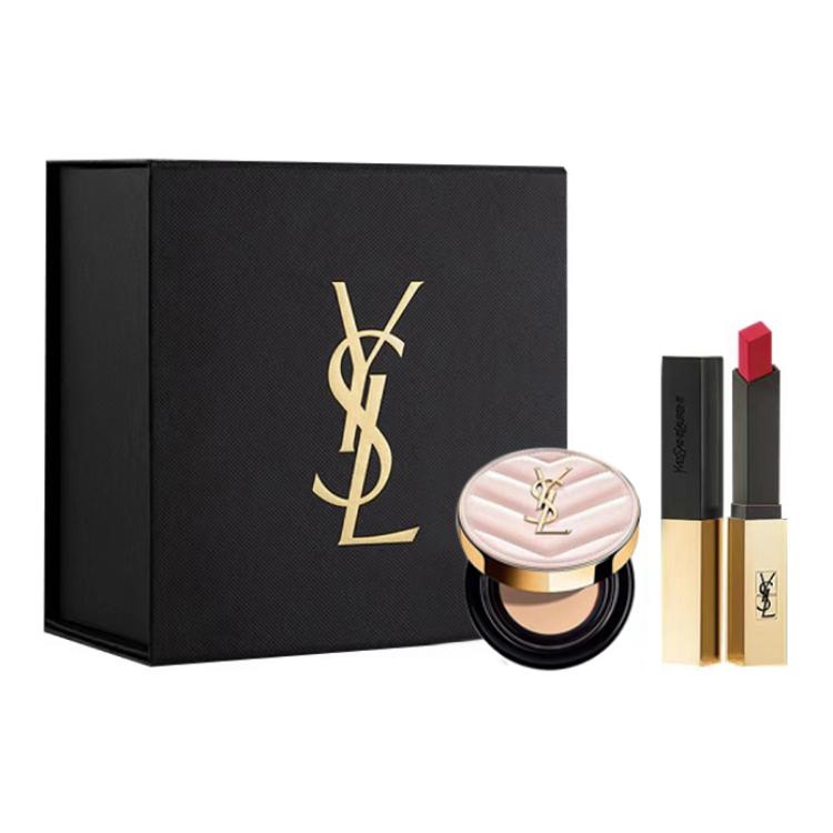 Подарочный набор Yves Saint Laurent: губная помада Rouge Pur Couture The Slim 1966, 2,2 г + кушон Touche Eclat Glow Pact B10, 5 г