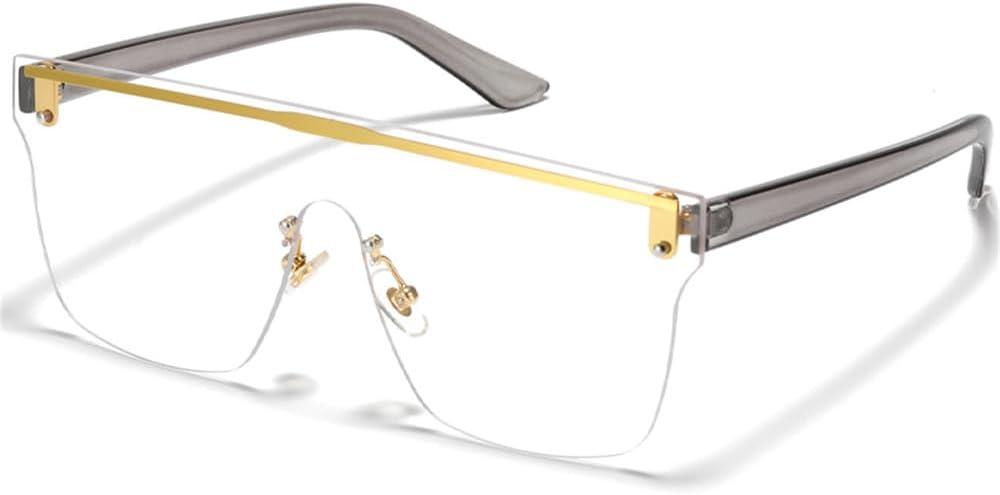 

Мужские солнцезащитные очки без оправы, женские солнцезащитные очки с большой оправой и защитой от УФ-излучения UV400. Очки-очки большого размера для женщин LANGSER, Grey Clear