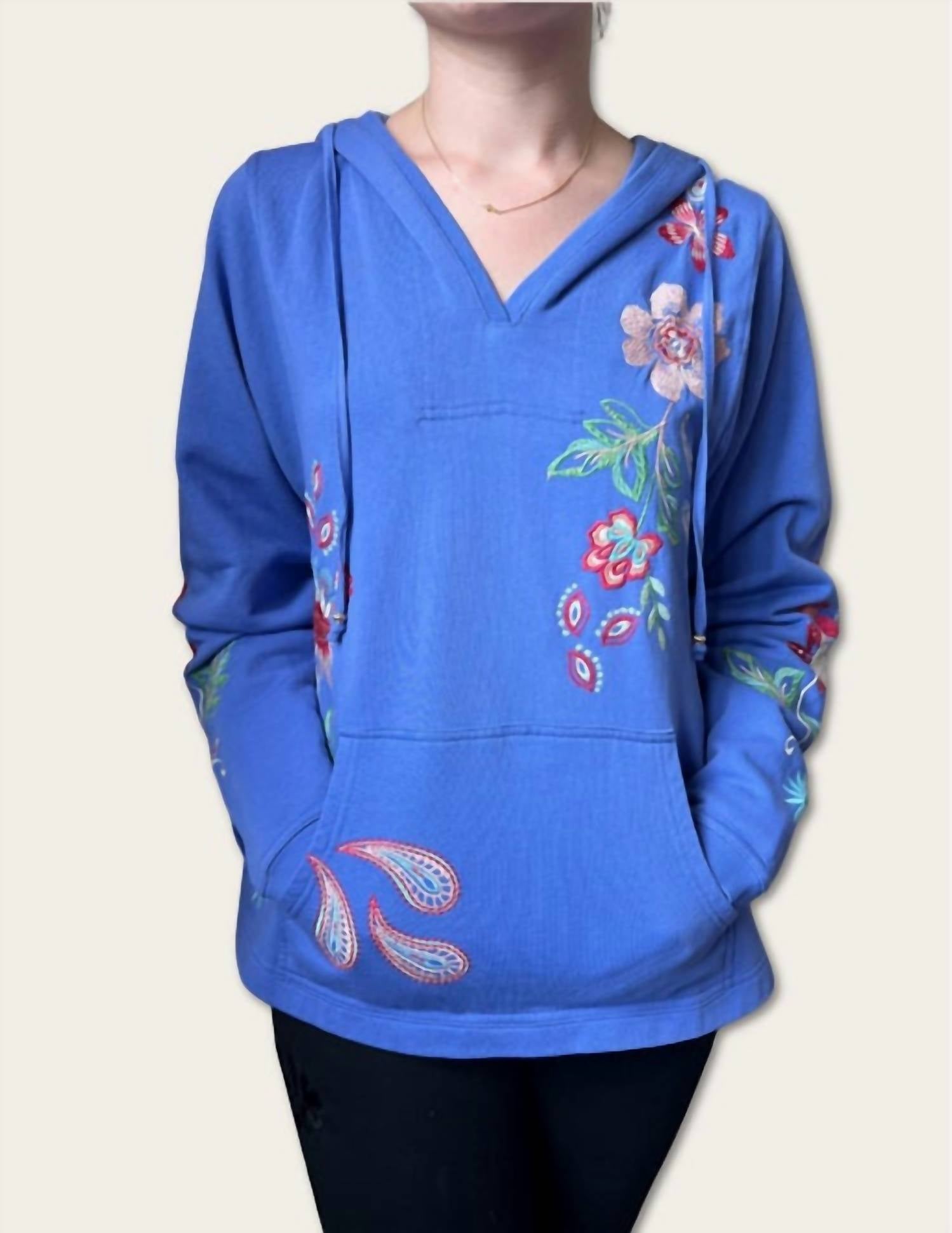 

Французский велюровый худи с капюшоном Freyde в цвете Баха Блю Johnny Was, синий