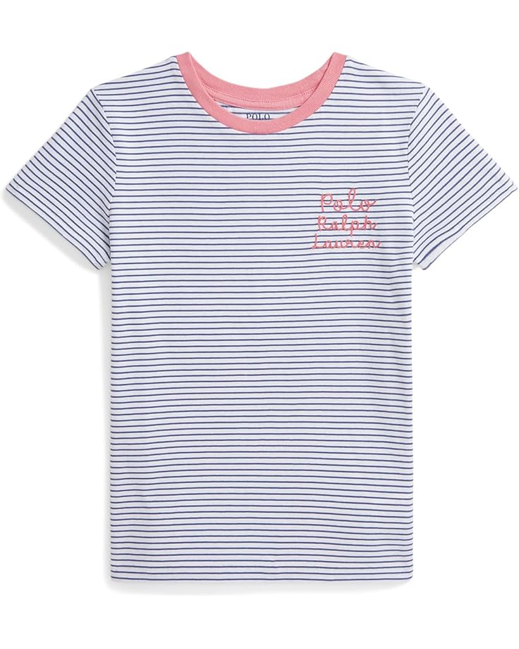 

Футболка Polo Ralph Lauren Kids Striped Logo Cotton Jersey Tee, цвет Classic Blue/White Stripe