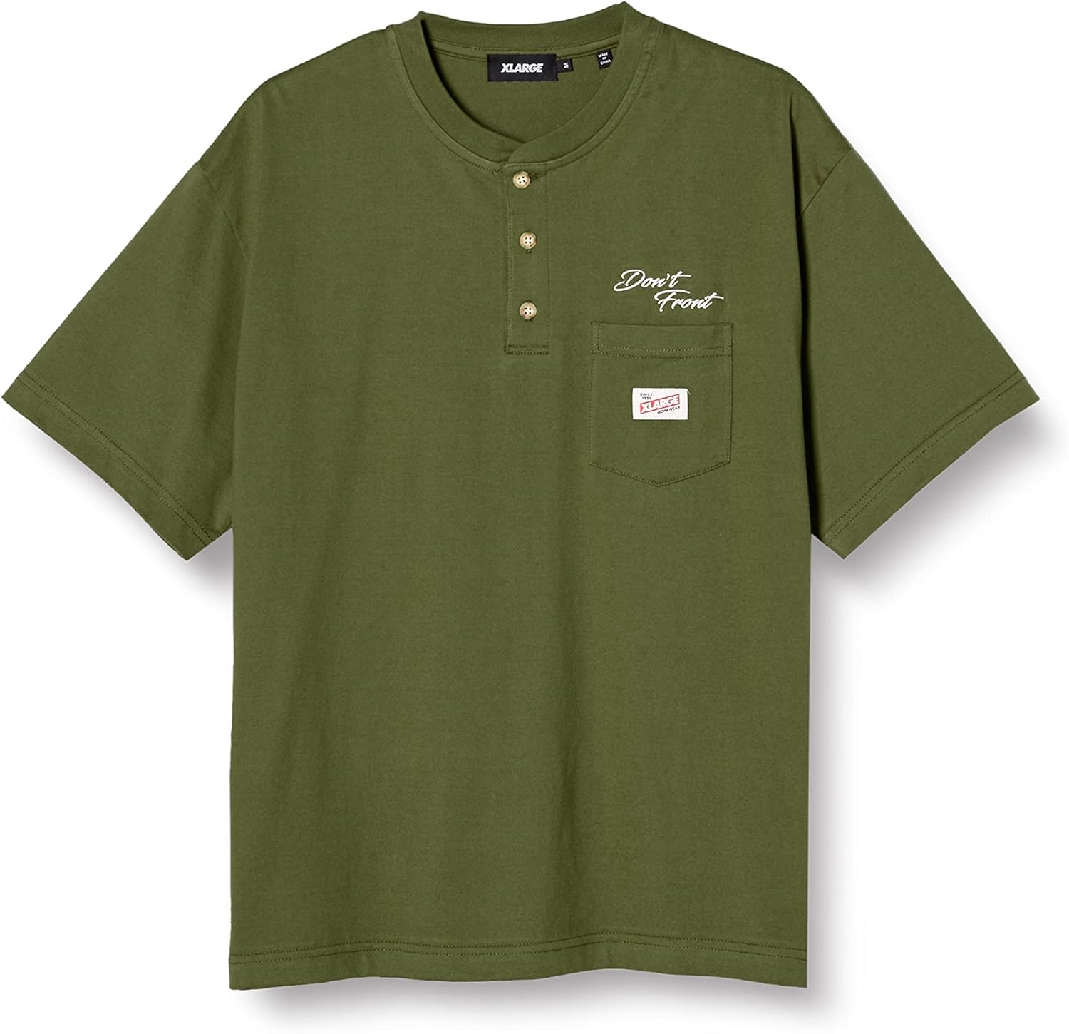 

Футболка размера XL, воротник Хенли, короткий рукав, карман, мужская Xlarge, зеленый